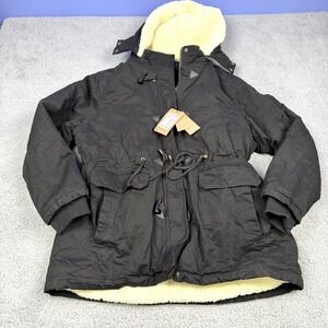 Wantdo Jacket Mens‎ XL Black Hooded Sherpa Lined Parka Duffle Toggle Pockets